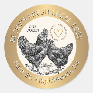Chickens and Heart Gold Egg Carton Label