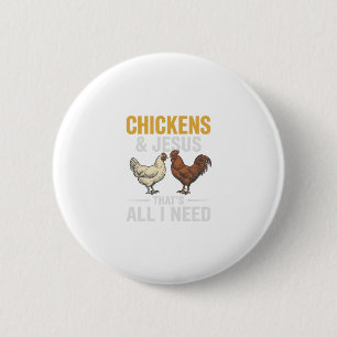 Chickens And Jesus Vintage Farm Faith Shirt_1 2 Inch Round Button