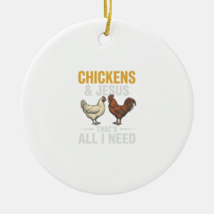 Chickens And Jesus Vintage Farm Faith Shirt_1 Ceramic Ornament
