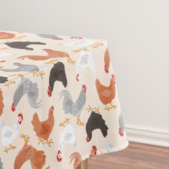 Chickens and Roosters Pattern Tablecloth (In Situ)