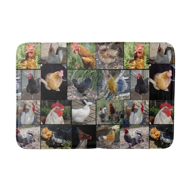 Chickens And Roosters Photo Collage, Bath Mat (Front)