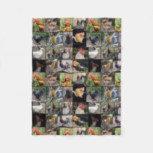 Chickens And Roosters Photo Collage, Fleece Blanket