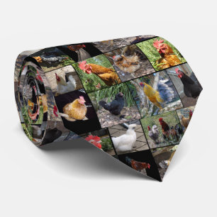 Chickens And Roosters Photo Collage, Tie