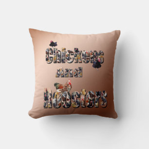 Chickens And Roosters Picture logo, Throw Pillow