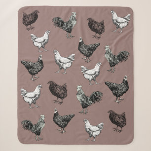 Chickens and roosters! sherpa blanket