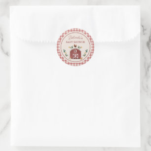 Chickens Barn Charming Farm Shower Gingham Classic Round Sticker