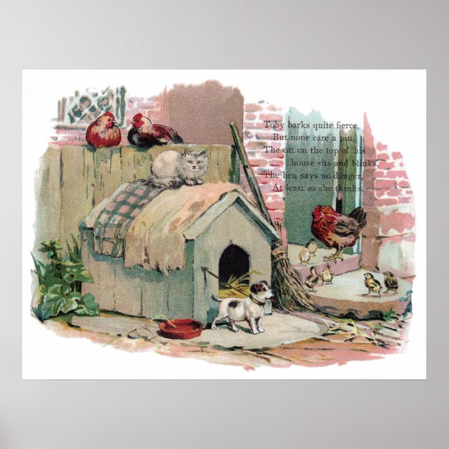 Chickens, Cat and Barking Dog Poster (Front)
