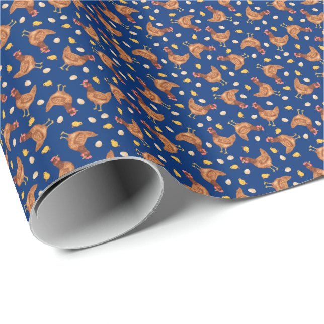 Chickens, Chicks, and Eggs Wrapping Paper (Roll Corner)