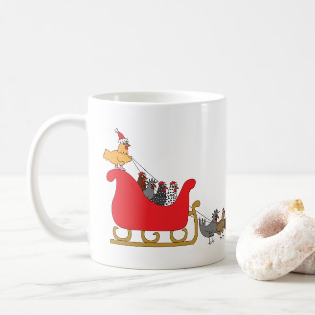 Chickens Christmas Coffee Mug (With Donut)