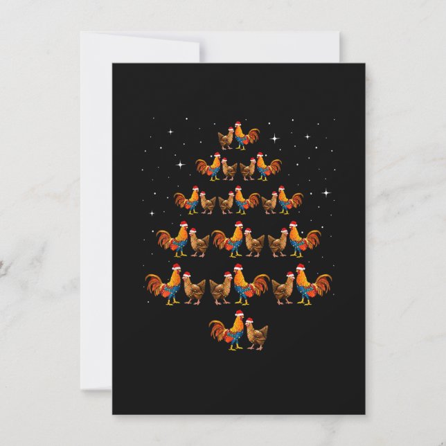 Chickens Christmas Tree Kids Men Women X Mas Decor Invitation (Front)
