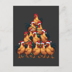 Chickens Christmas tree Merry Christmas Funny Xmas Announcement Postcard