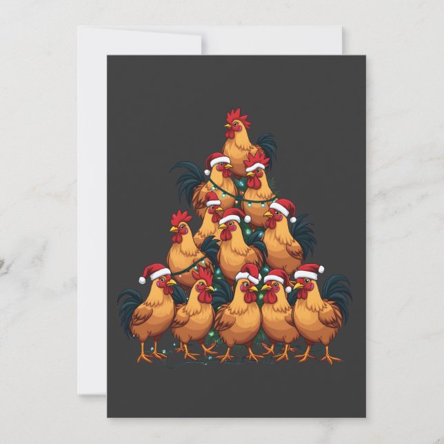 Chickens Christmas tree Merry Christmas Funny Xmas Invitation (Front)