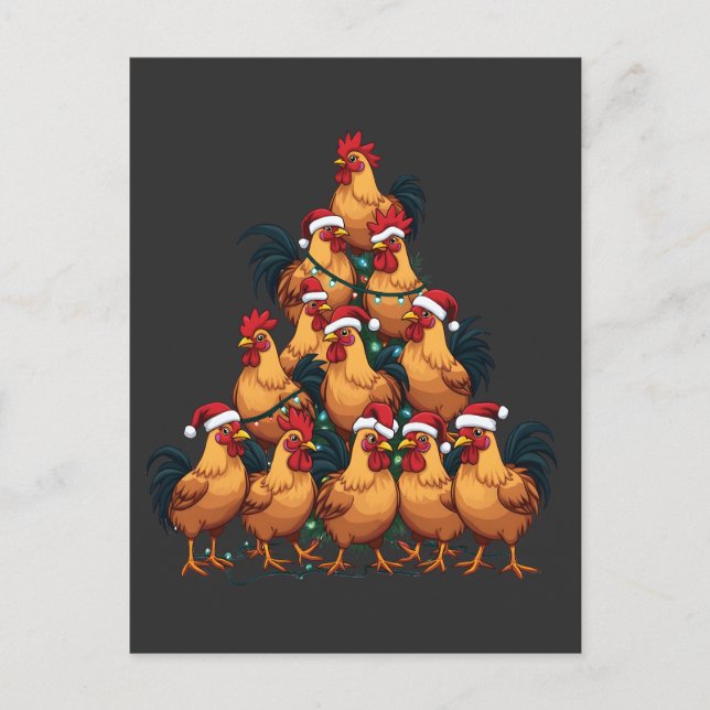 Chickens Christmas tree Merry Christmas Funny Xmas Invitation Postcard (Front)