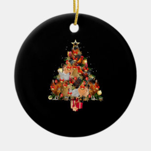 Chickens Christmas Tree Merry Clucking Matching Fa Ceramic Ornament