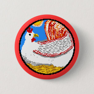 Chickens! Cluck Cluck Cluck! 2 Inch Round Button