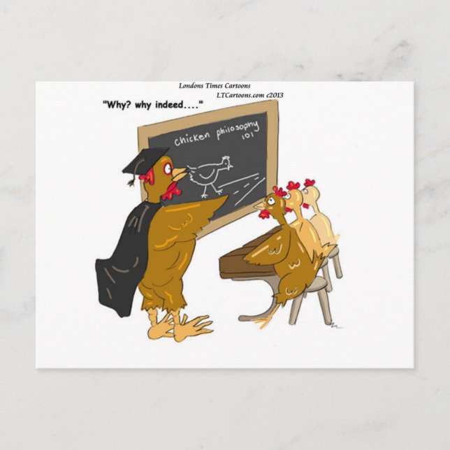 Chickens Cross The Road Philosophy Funny Postcard (Front)