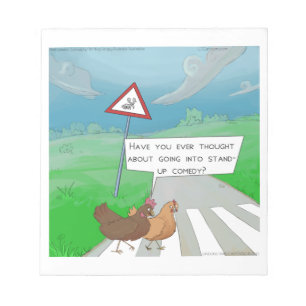Chickens Crossing Road Funny Cartoon Notepad
