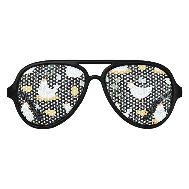 Chickens Dreaming in the Coop in Black Aviator Sunglasses (Front)