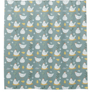 Chickens Dreaming in the Coop in Teal 