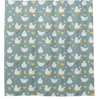 Chickens Dreaming in the Coop in Teal 