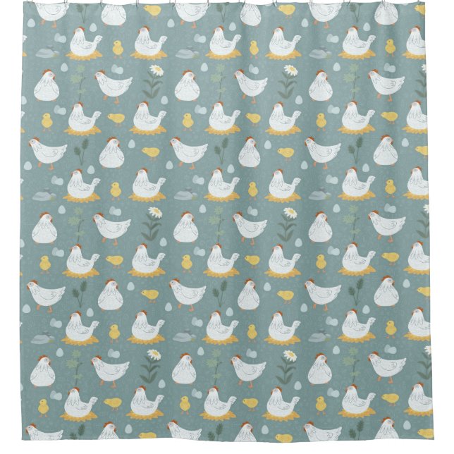 Chickens Dreaming in the Coop in Teal  (Front)