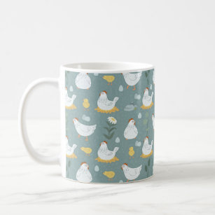 Chickens Dreaming in the Coop in Teal  Coffee Mug