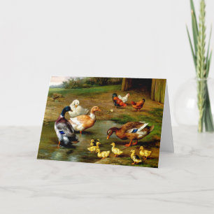 Chickens, Ducks And Ducklings At The Farm Card