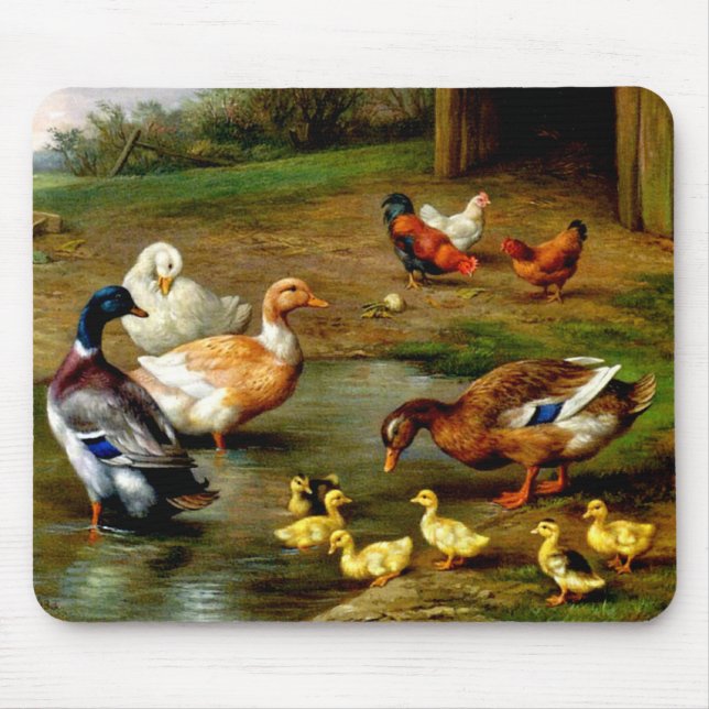 Chickens, Ducks And Ducklings At The Farm Mouse Pad (Front)