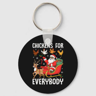 Chickens For Everybody Santa Chicken Farmer Comfor Keychain