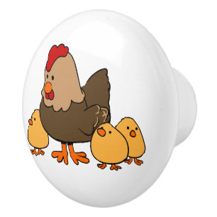 Chickens illustration kids' room ceramic knob