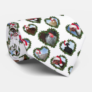 Chickens in Heart Wreath Christmas Tie