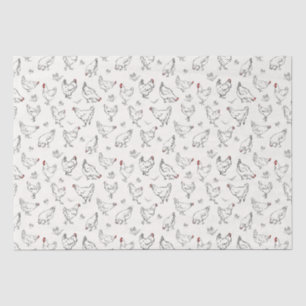 Chickens in Ink Tissue Paper