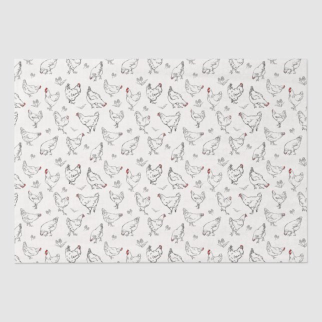 Chickens in Ink Tissue Paper (Front)