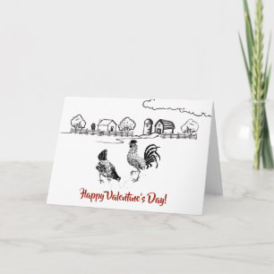 Chickens in LOVE Country Farm Valentine's Day Holiday Card