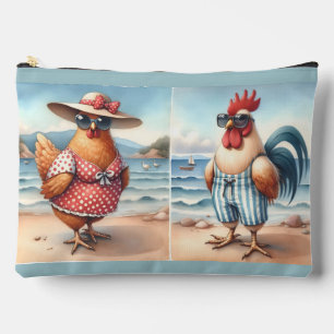 Chickens in Swimsuits at the Seaside Accessory Pouch