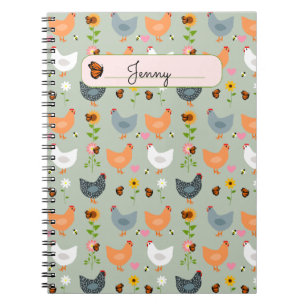 Chickens in the Flowers Personalized Notebook