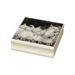 CHICKENS IN THE STABLE, HORSE RUBBER STAMP