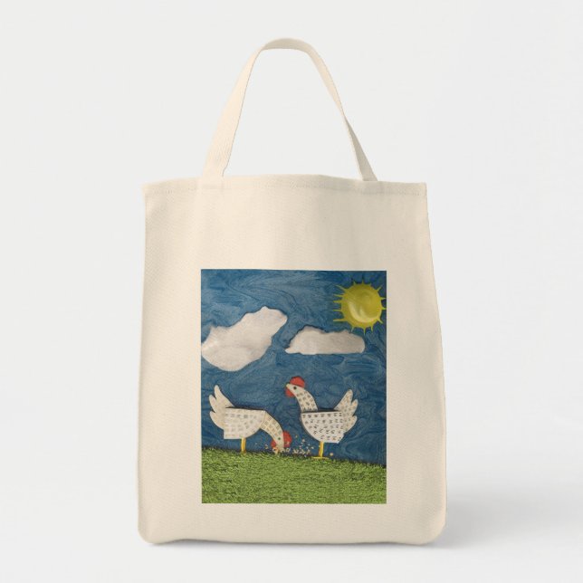 Chickens in the Yard - diorama picture Tote Bag (Front)