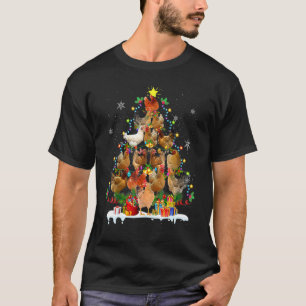 Chickens In Tree Lights Christmas Pyjamas Family X T-Shirt