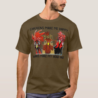 Chickens Make Me Happy Funny Chickens Bandana T-Shirt