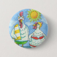 CHICKENS OF THE SEA, FUNNY CARTOON BUTTON *Round