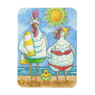 CHICKENS OF THE SEA, FUNNY CARTOON MAGNET Rect.