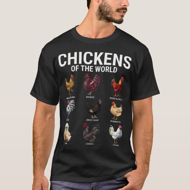 Chickens Of The World Cute Chicken T-Shirt (Front)