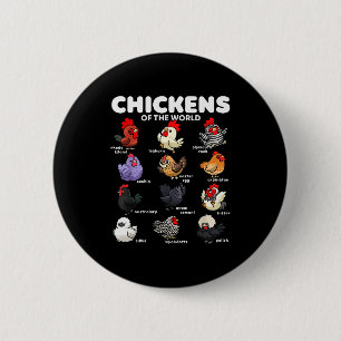 Chickens Of The World Funny Cartoon Chicken Breeds 2 Inch Round Button
