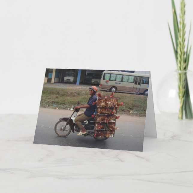 Chickens on Motorbike-Vietnam Card (Front)
