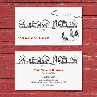 Chickens Rooster and Hen Charming Country Farm Business Card