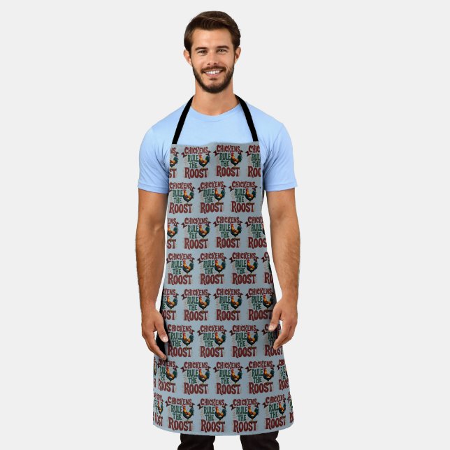 Chickens Rule the Roost Rustic Farm Illustration Apron (Worn)