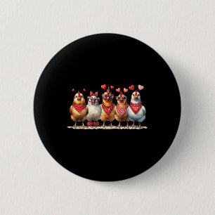 Chickens Valentines Day Love Valentine Cute Hearts 2 Inch Round Button