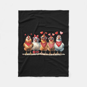 Chickens Valentines Day Love Valentine Cute Hearts Fleece Blanket