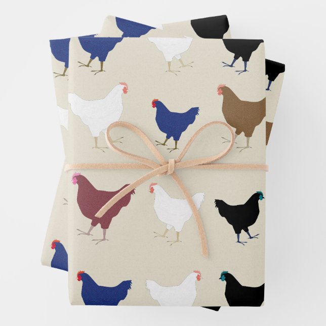 Chickens Wrapping Paper Sheets (In situ)